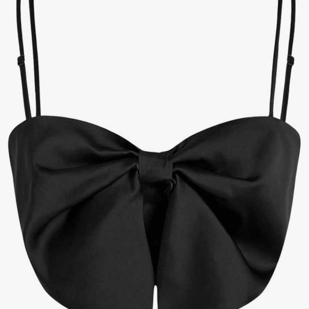 Elegant Black Bow Crop Top